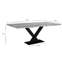 Table à manger rectangulaire en bois massif et métal noir l200 cm valley