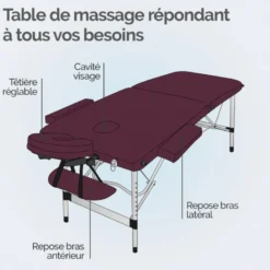 Table massage pliante 2 zones