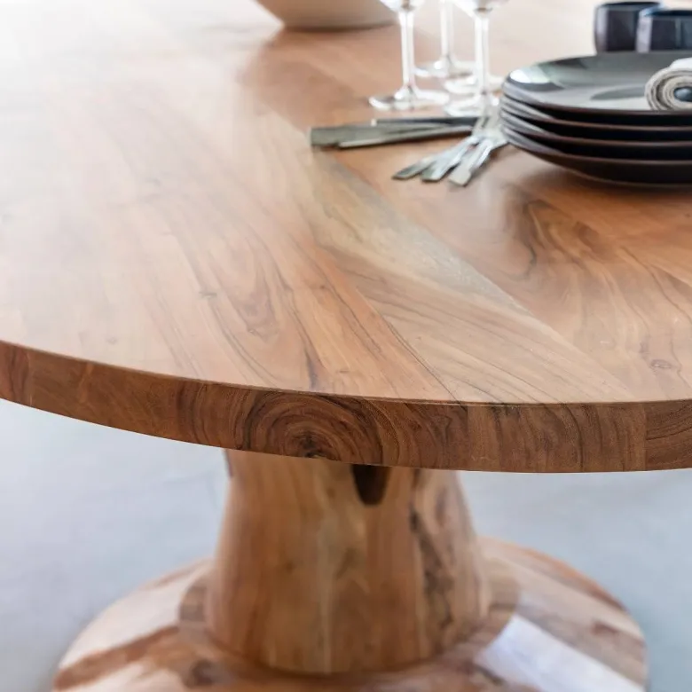 Table ovale en bois d'acacia 220 cm