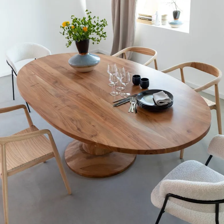 Table ovale en bois d'acacia 220 cm