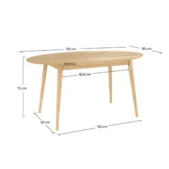 Table ovale 6 personnes en bois clair 150 cm - eddy