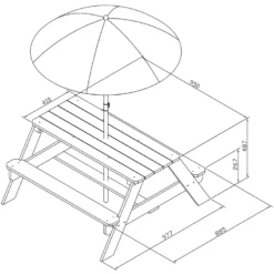 Table pique-nique nick avec parasol ver