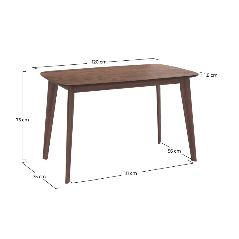 Table rectangulaire 4 personnes en bois foncé 120 cm - oman