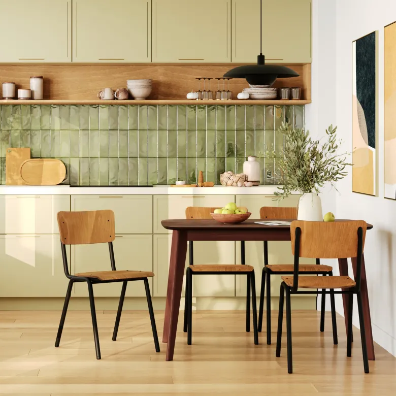 Table rectangulaire 4 personnes en bois foncé 120 cm - oman