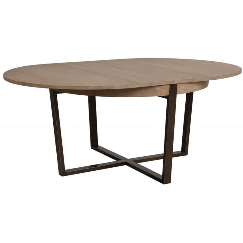 Table ronde extensible bois beige -
