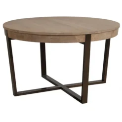 Table ronde extensible bois beige -