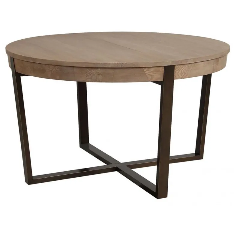 Table ronde extensible bois beige -