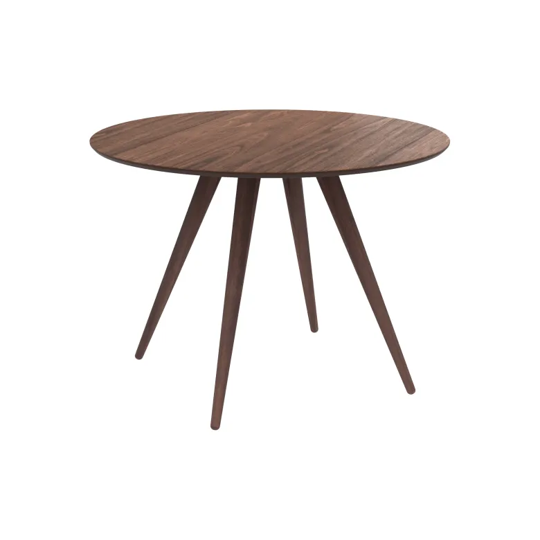 Table ronde 4 personnes en bois foncé finition noyer d105 cm - liwa