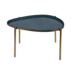 Tables basses gigognes laquées moutarde, bleu canard et bleu (lot de 3) zuria