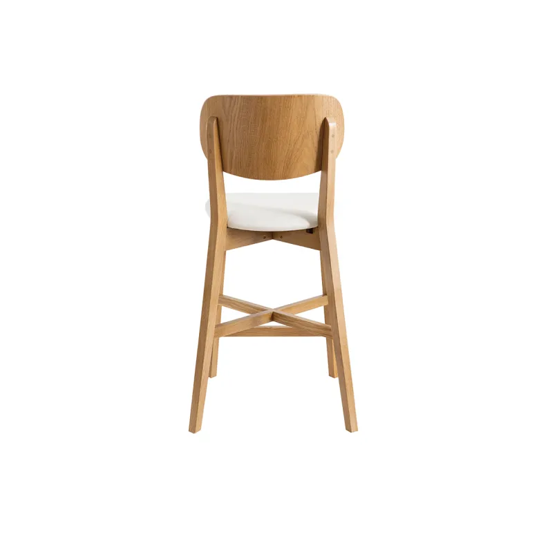 Tabouret de bar bois clair chêne et blanc h65 cm lucia