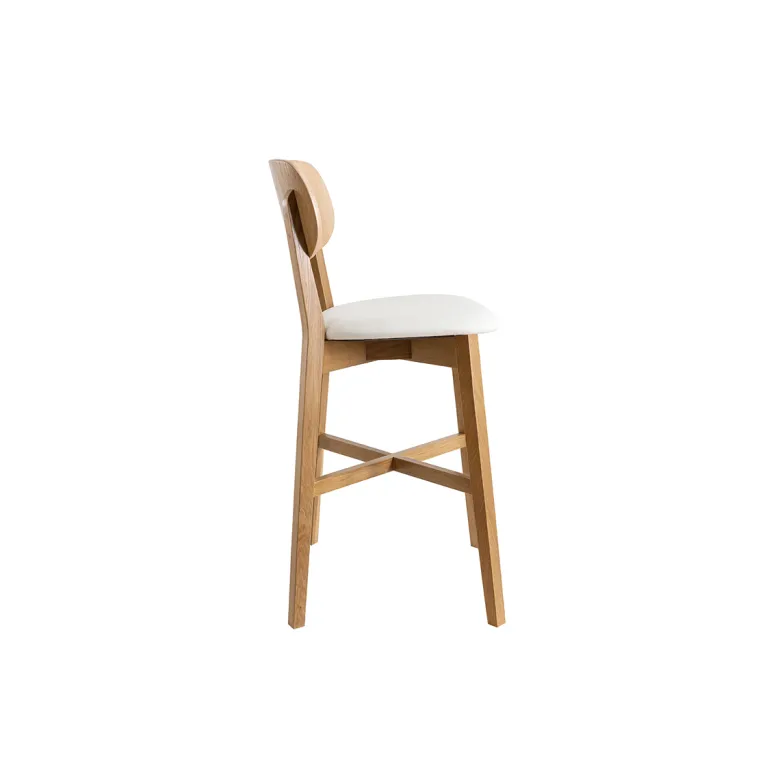 Tabouret de bar bois clair chêne et blanc h65 cm lucia