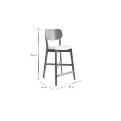 Tabouret de bar bois clair chêne et blanc h65 cm lucia
