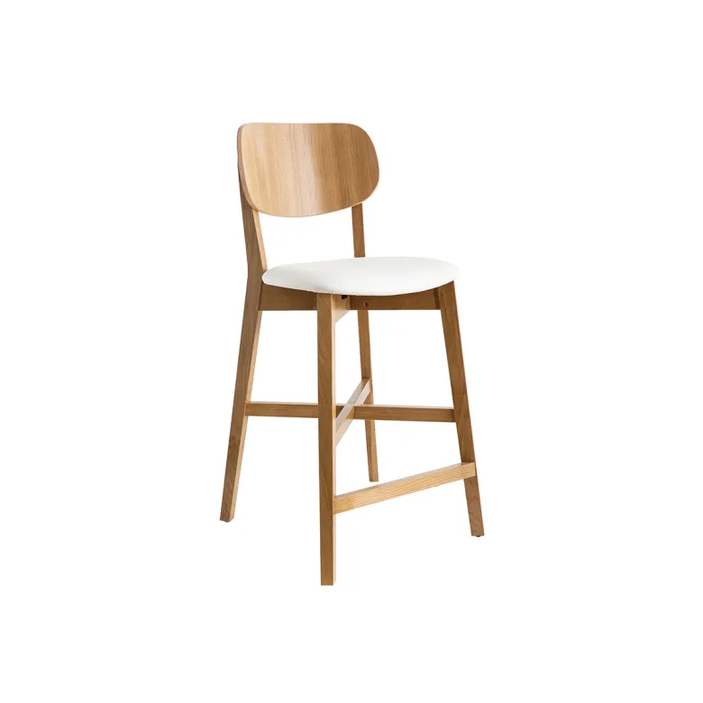 Tabouret de bar bois clair chêne et blanc h65 cm lucia
