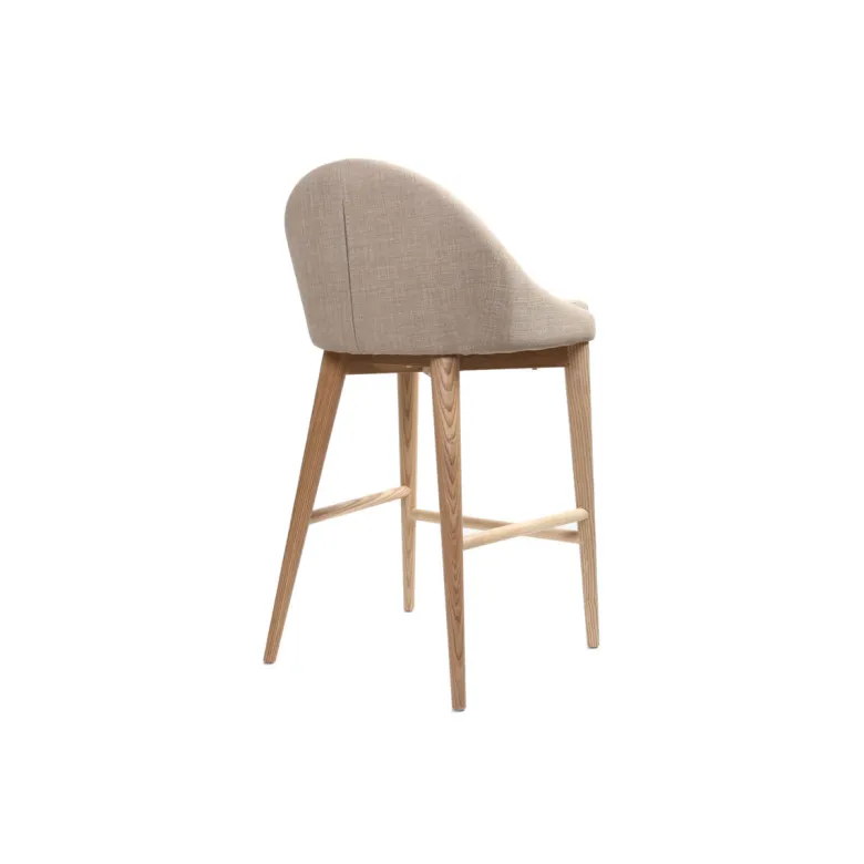 Tabouret de bar en tissu beige et bois clair 65 cm dalia