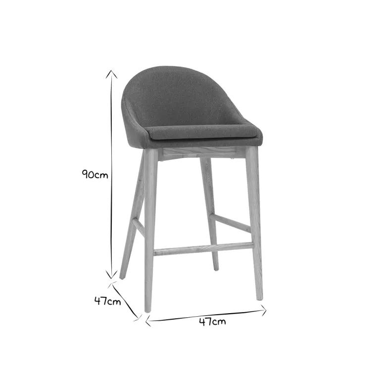 Tabouret de bar en tissu beige et bois clair 65 cm dalia