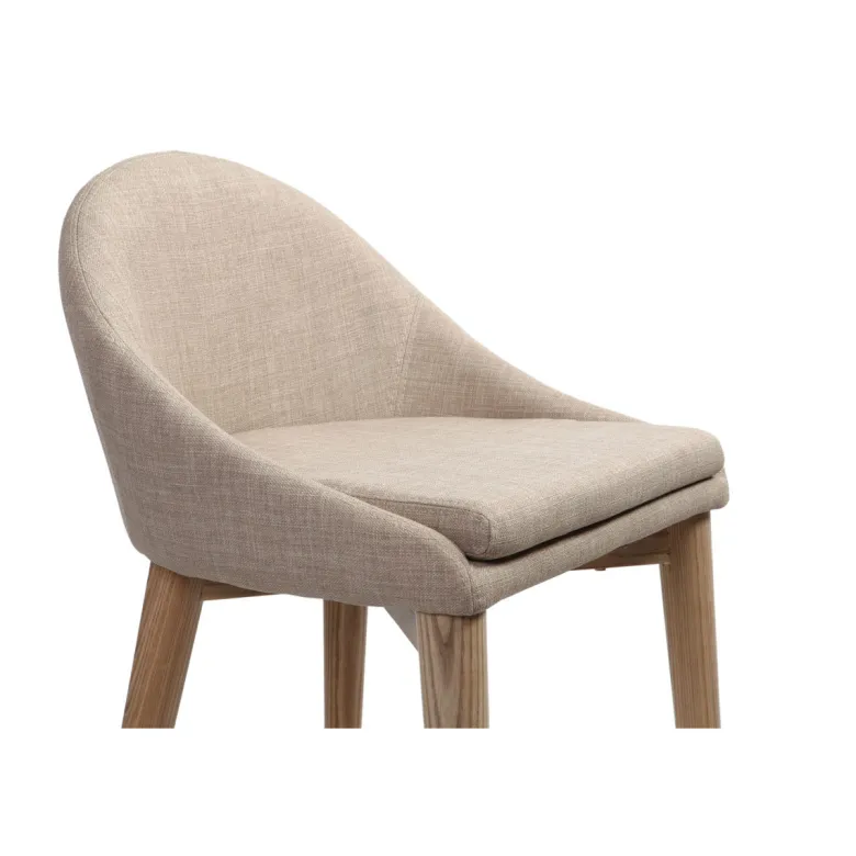 Tabouret de bar en tissu beige et bois clair 65 cm dalia