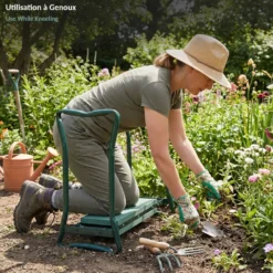 Tabouret de jardinage 2 en 1 pliable siège agenouilloir ergonomique