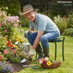 Tabouret de jardinage 2 en 1 pliable siège agenouilloir ergonomique