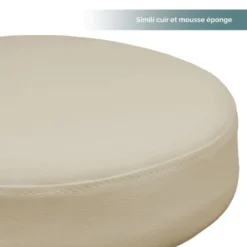 Tabouret rond à roulettes - blanc