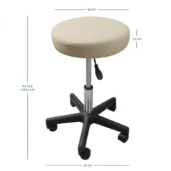 Tabouret rond à roulettes - blanc