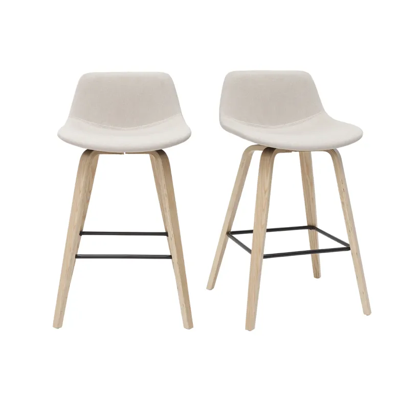 Tabourets de bar beige et bois clair h65 cm (lot de 2) nonie