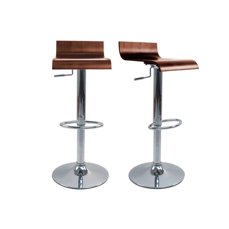 Tabourets de bar bois foncé noyer et acier chromé (lot de 2) surf v2
