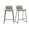 Tabourets de bar en tissu taupe et métal noir h65 cm (lot de 2) boost