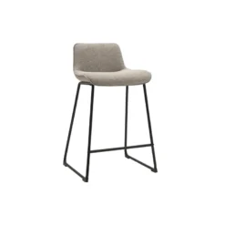 Tabourets de bar en tissu taupe et métal noir h65 cm (lot de 2) boost