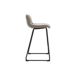 Tabourets de bar en tissu taupe et métal noir h65 cm (lot de 2) boost