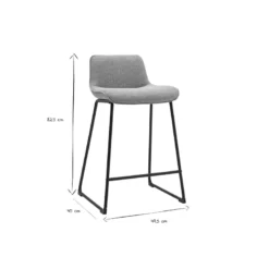 Tabourets de bar en tissu taupe et métal noir h65 cm (lot de 2) boost