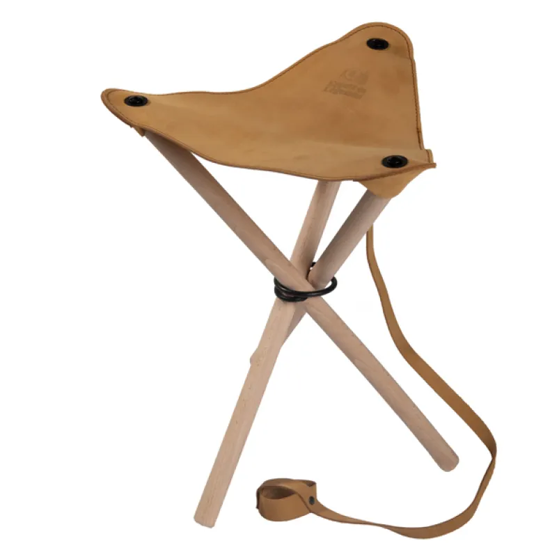 Tabouret trépied pliant cuir
