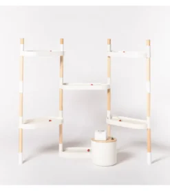 Étagère modulaire pour plantes blanche à 6 plateaux et arrosage automatique