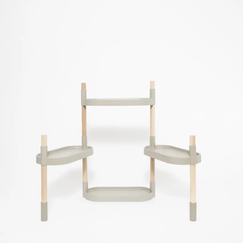 Étagère modulaire pour plantes grise à 4 plateaux