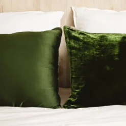 Taie d'oreiller bi-face - soie et velours Vert