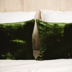 Taie d'oreiller bi-face - soie et velours Vert