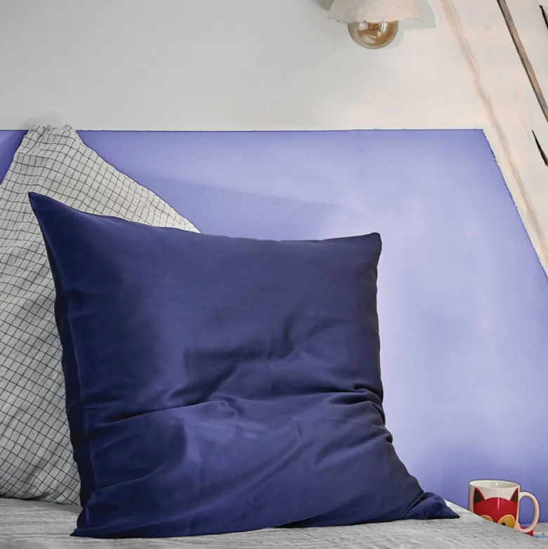 Taie d'oreiller en soie 19 mommes 65x65 Bleu marine