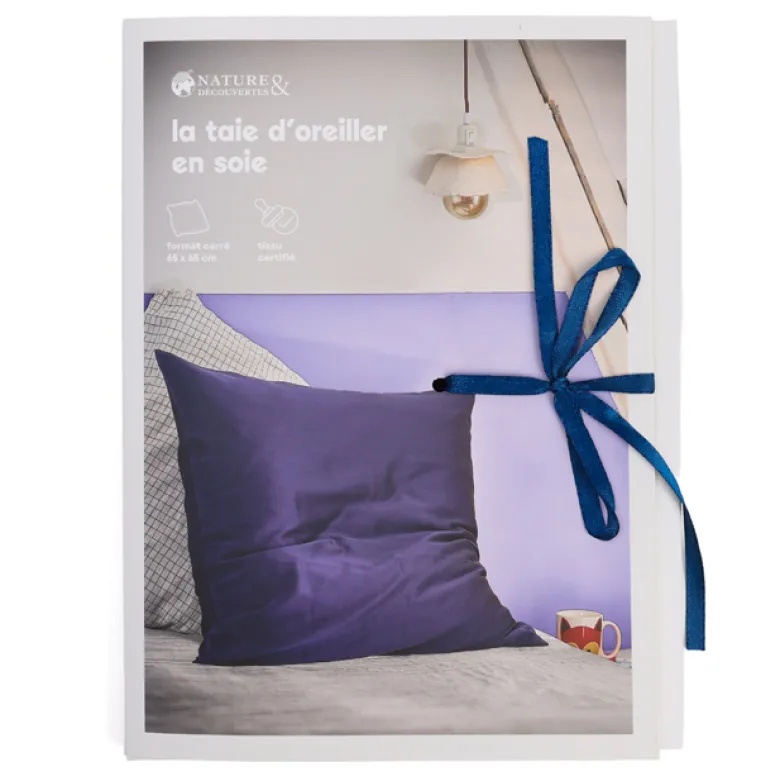 Taie d'oreiller en soie 19 mommes 65x65 Bleu marine