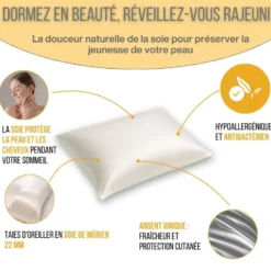 Taie d'oreiller soie peau sensible