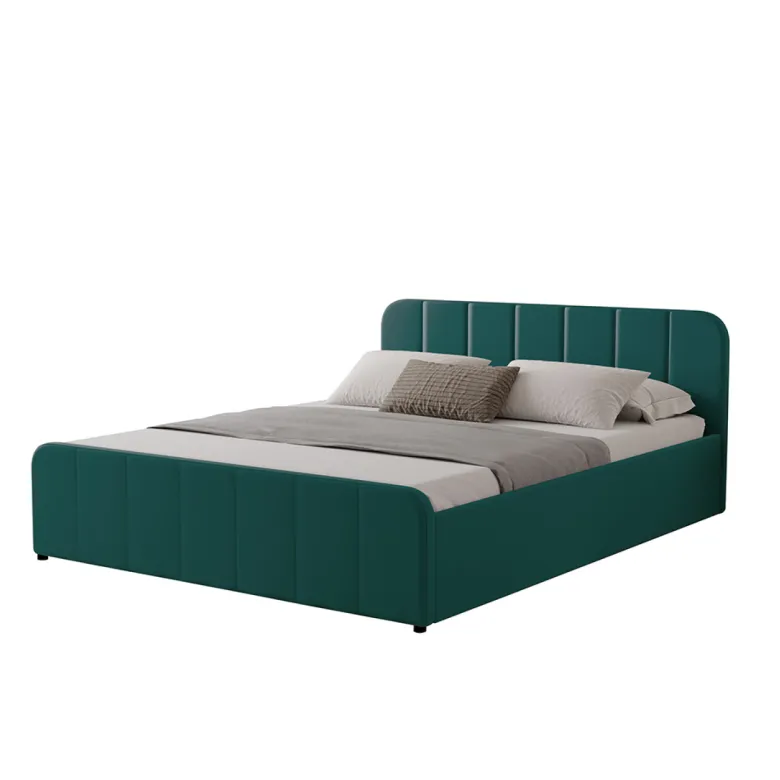 Tampa lit avec coffre de rangement 140x190cm en velours vert