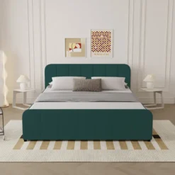 Tampa lit avec coffre de rangement 140x190cm en velours vert