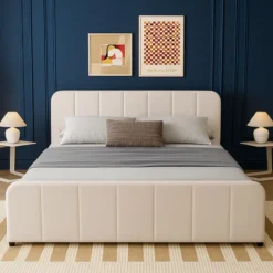 Tampa lit coffre 140x190cm en velours beige