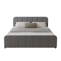 Tampa lit coffre 140x190cm en velours gris