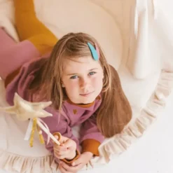 Tapis de jeu pour enfants avec bordure à volants écru