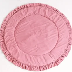 Tapis de jeu pour enfants avec bordure à volants rose