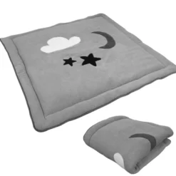 Tapis de sol bébé molletonné 1mx1m gris