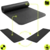Tapis de yoga et fitness hypermotion nbr 183x61x0,8 cm noir avec sangle