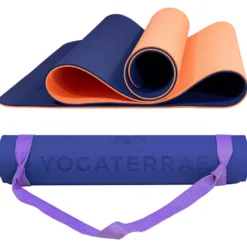 Tapis de yoga marine corail tpe + sangle
