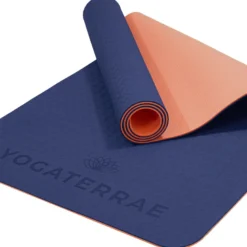 Tapis de yoga marine corail tpe + sangle