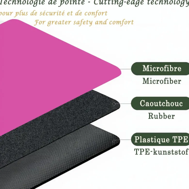 Tapis de yoga épais namasté rose 6mm