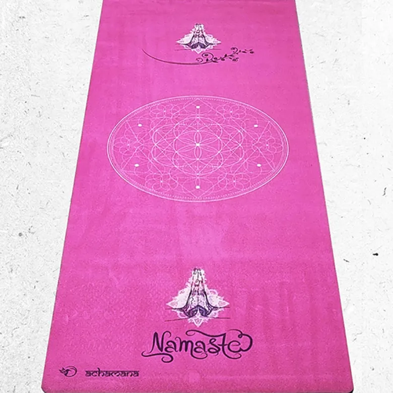 Tapis de yoga épais namasté rose 6mm